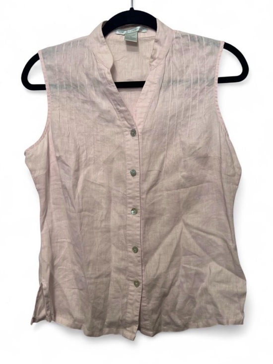 Sarah Spencer Tops - 100% linen Light dusty Pink Sleeveless Button-Front Women's Top